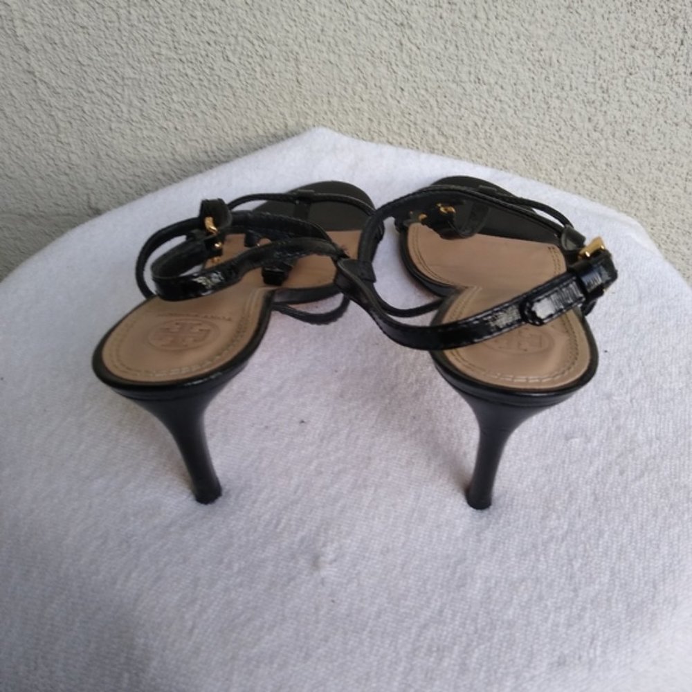 Tory Burch Logo Saffiano T-Strap Heels, Size 9 - Picture 2 of 9
